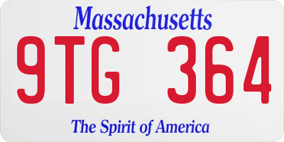 MA license plate 9TG364