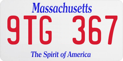 MA license plate 9TG367
