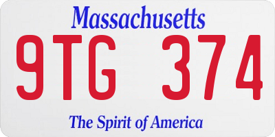 MA license plate 9TG374