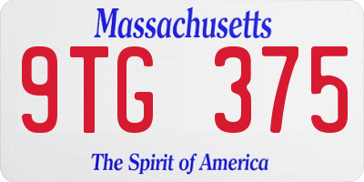MA license plate 9TG375