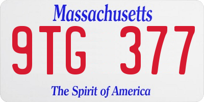 MA license plate 9TG377