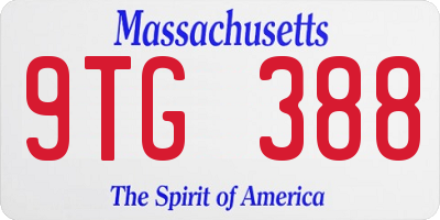 MA license plate 9TG388