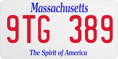 MA license plate 9TG389