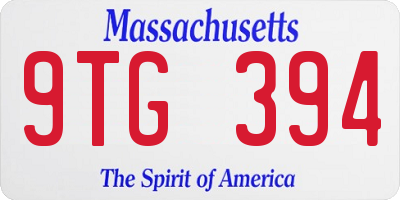 MA license plate 9TG394