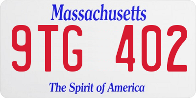 MA license plate 9TG402