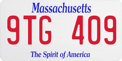 MA license plate 9TG409
