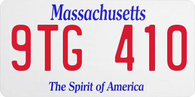 MA license plate 9TG410