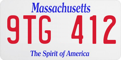 MA license plate 9TG412