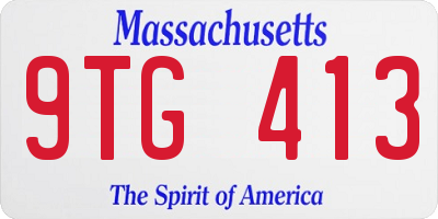 MA license plate 9TG413