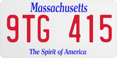 MA license plate 9TG415