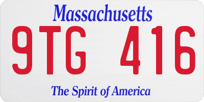 MA license plate 9TG416