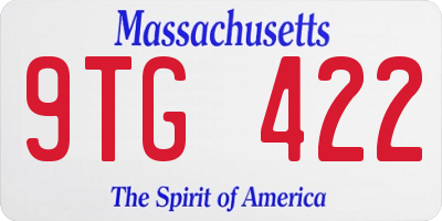 MA license plate 9TG422