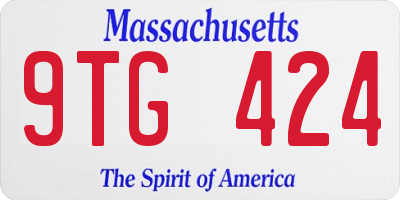 MA license plate 9TG424