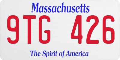 MA license plate 9TG426