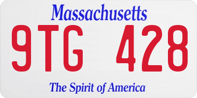 MA license plate 9TG428
