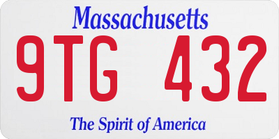 MA license plate 9TG432