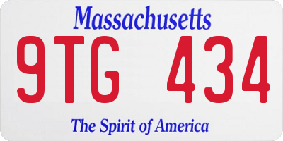 MA license plate 9TG434