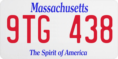 MA license plate 9TG438