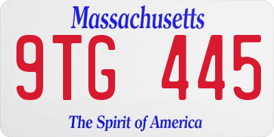 MA license plate 9TG445