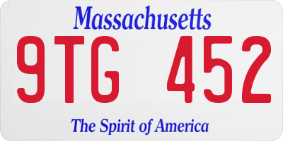 MA license plate 9TG452