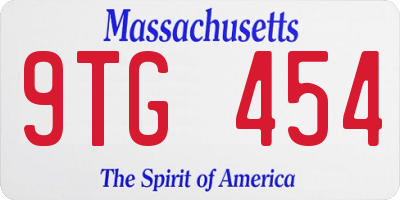 MA license plate 9TG454