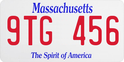 MA license plate 9TG456