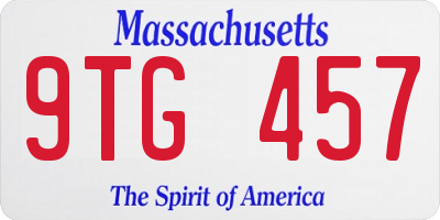 MA license plate 9TG457