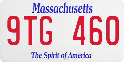 MA license plate 9TG460