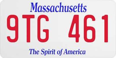 MA license plate 9TG461