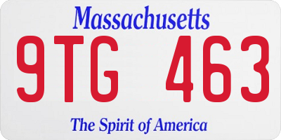 MA license plate 9TG463