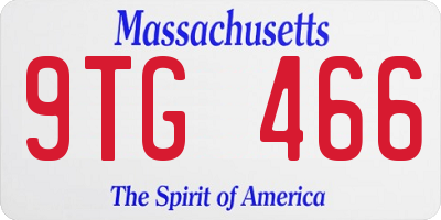 MA license plate 9TG466