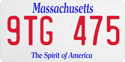 MA license plate 9TG475