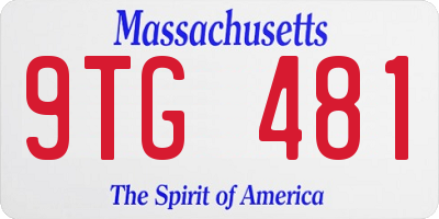 MA license plate 9TG481