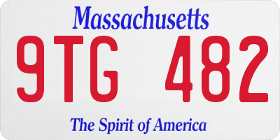 MA license plate 9TG482