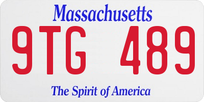 MA license plate 9TG489