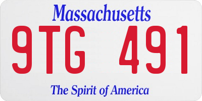 MA license plate 9TG491