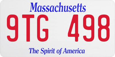 MA license plate 9TG498