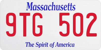 MA license plate 9TG502