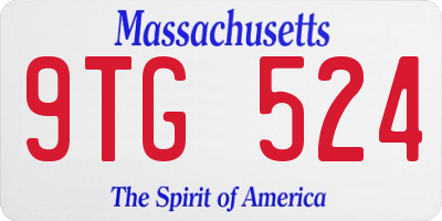 MA license plate 9TG524