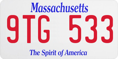 MA license plate 9TG533