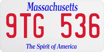 MA license plate 9TG536