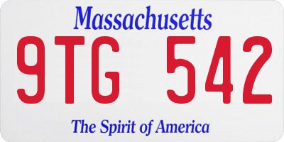 MA license plate 9TG542