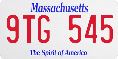 MA license plate 9TG545