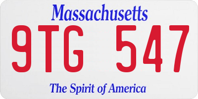MA license plate 9TG547
