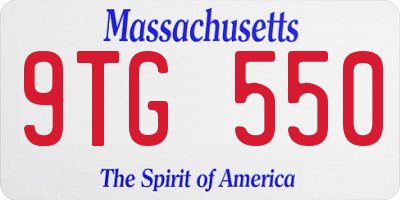 MA license plate 9TG550