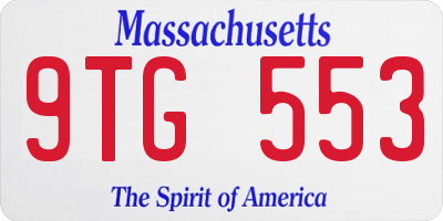 MA license plate 9TG553