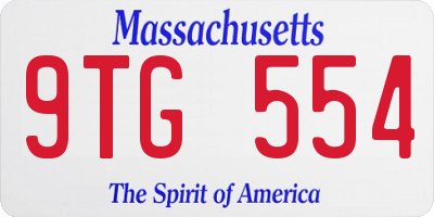 MA license plate 9TG554