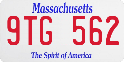 MA license plate 9TG562