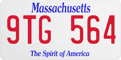 MA license plate 9TG564