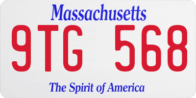 MA license plate 9TG568